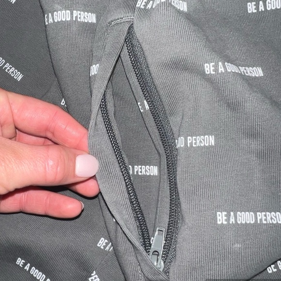Be a Good Person grey sweatpants zipper pockets elastic waistband elastic ankle - Picture 3 of 12